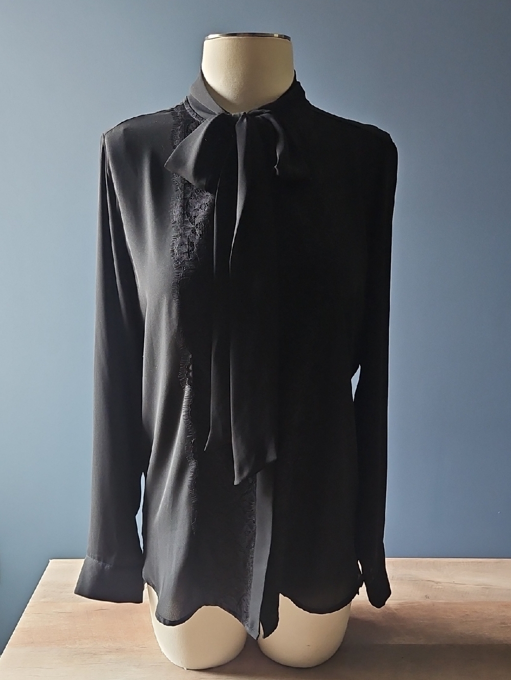 Mossimo Black Lace Bowtie Blouse